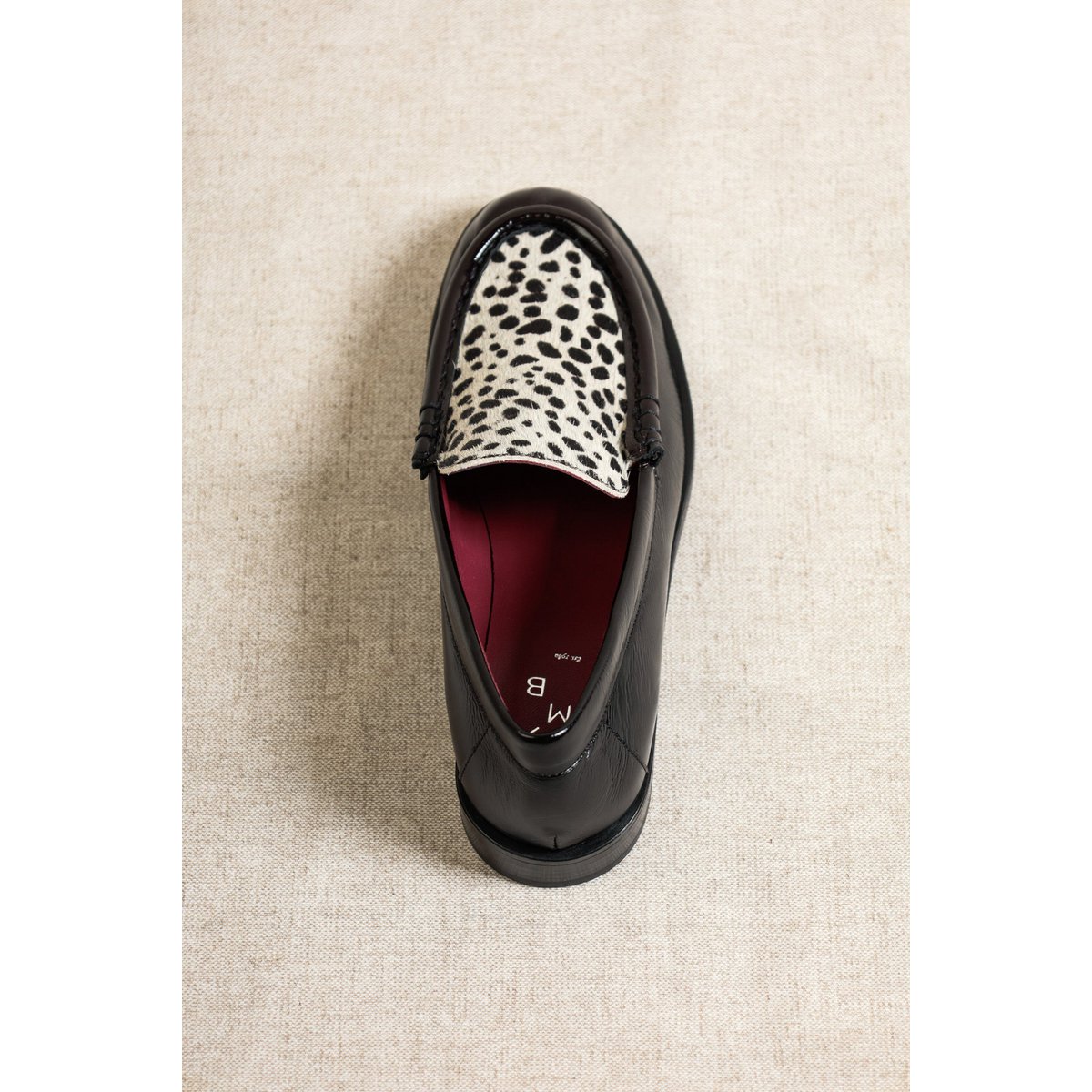 PARSON BLACK – Lakleerloafers met Dalmatische print