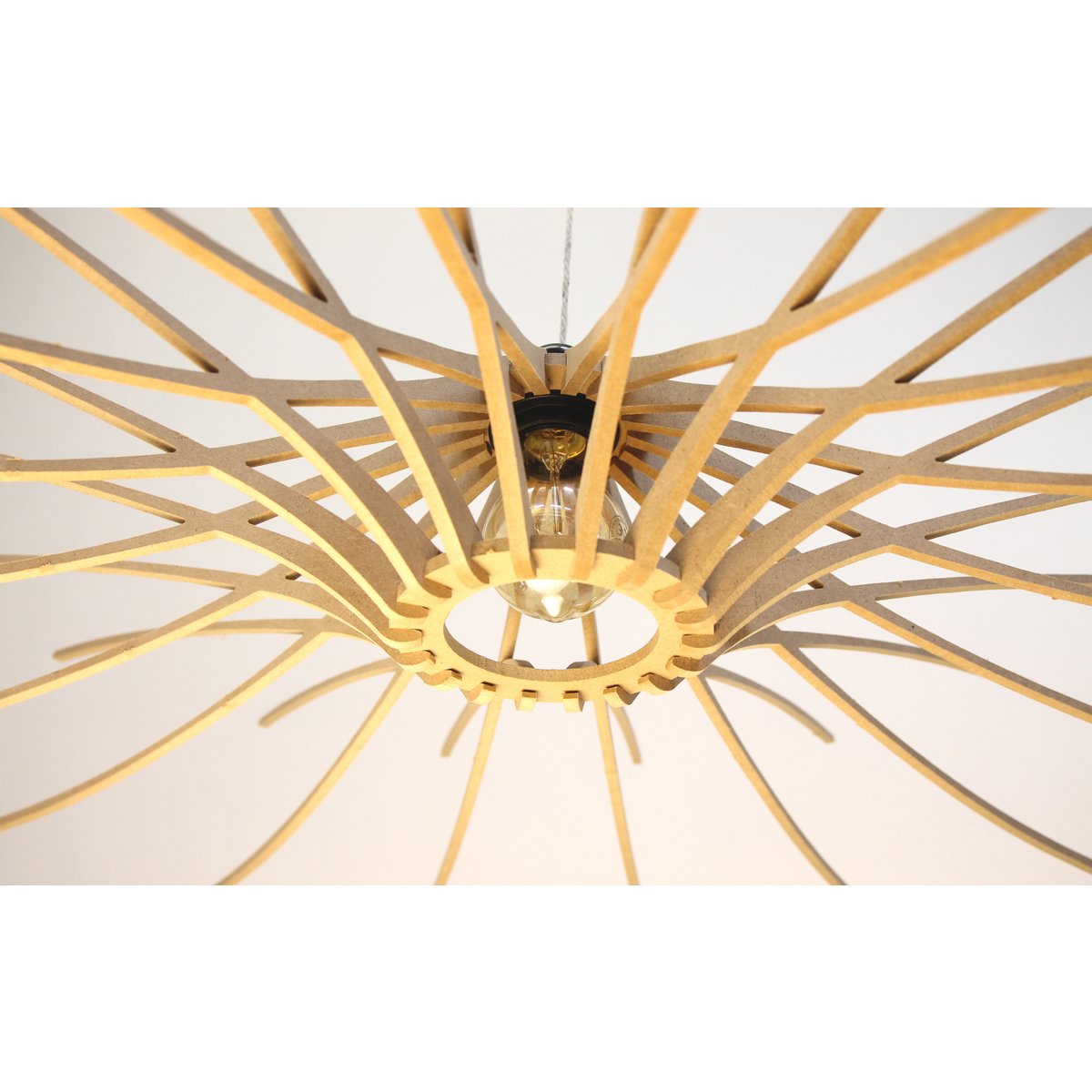 Lámpara colgante de madera de diseño D97cm SUNNY - juego de cables negro