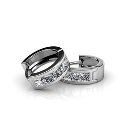 Boucles d'oreilles Square Hoop - Argenté et Cristal