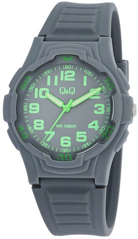 Q&Q Herrenuhr mit Silikonarmband, 10 BAR, grau
