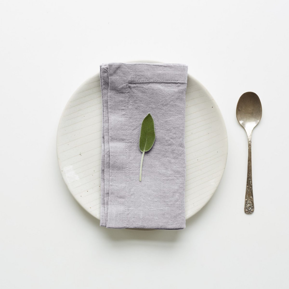 Set di 2 tovaglioli di lino grigio chiaro