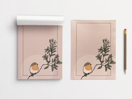 magnetisk notesblok DIN A7, robin i en gren