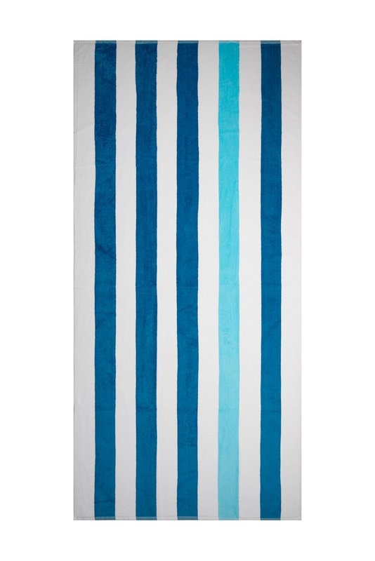 Beach Towel, 100% cotton, 90x190 cm, Stripe Petrol/Mint