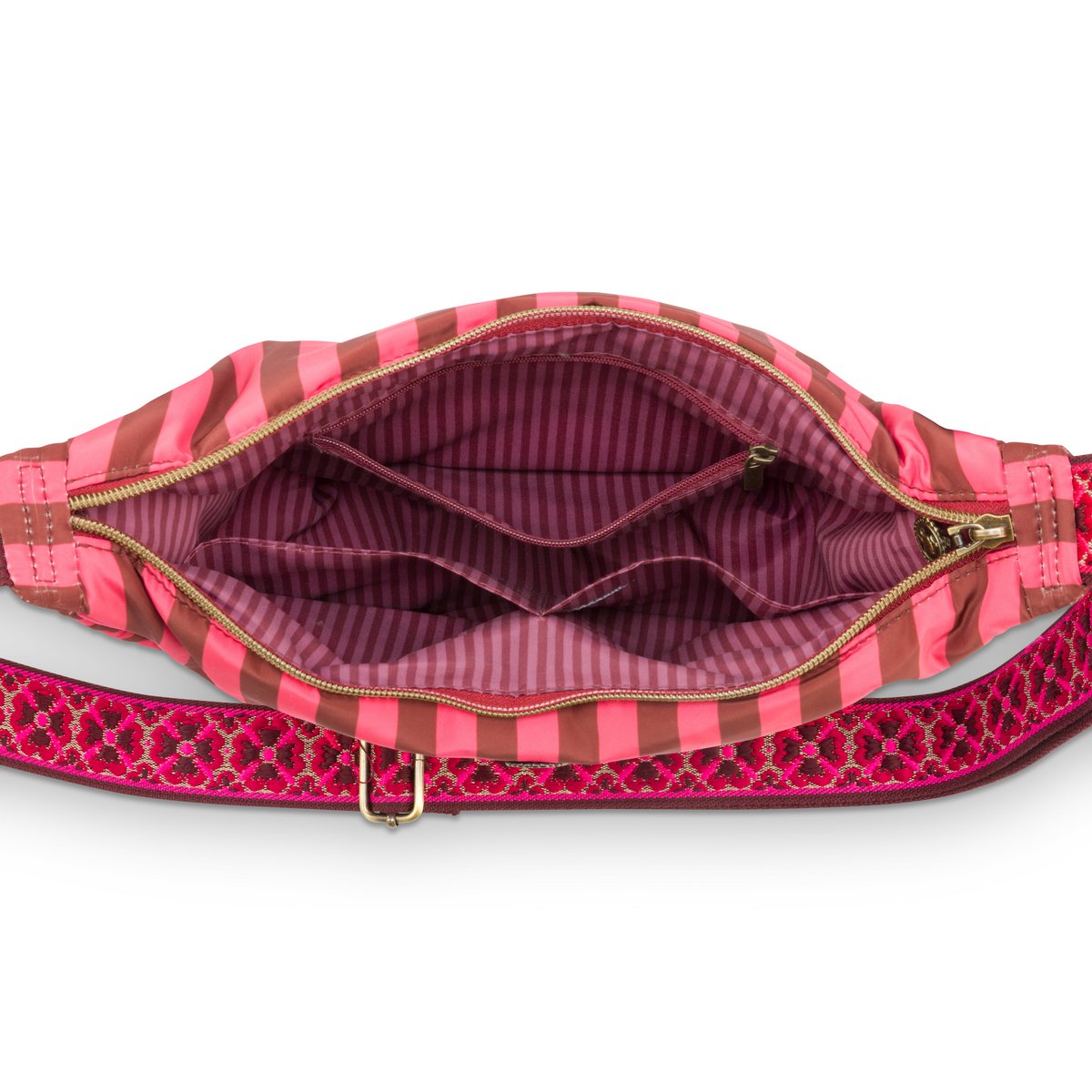 Freya Half Moon Cross Body Bag Stripe Pink 34x10x16cm