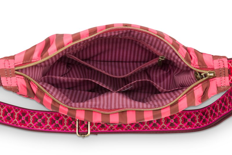 Freya Half Moon Cross Body Bag Stripe Pink 34x10x16cm