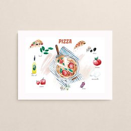 Akvarel Pizza Plakat Køkken Vægkunst