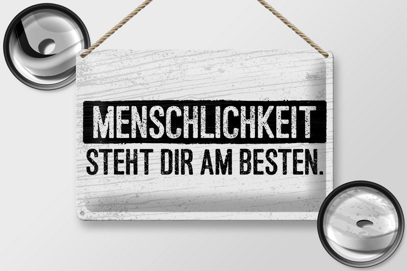 Blikskilt, der siger 20x30 cm Humanity passer dig bedst dekorativt skilt