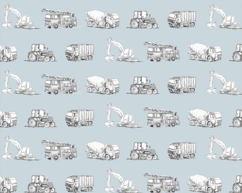 Transport Children's Wallpaper - Blue Colour