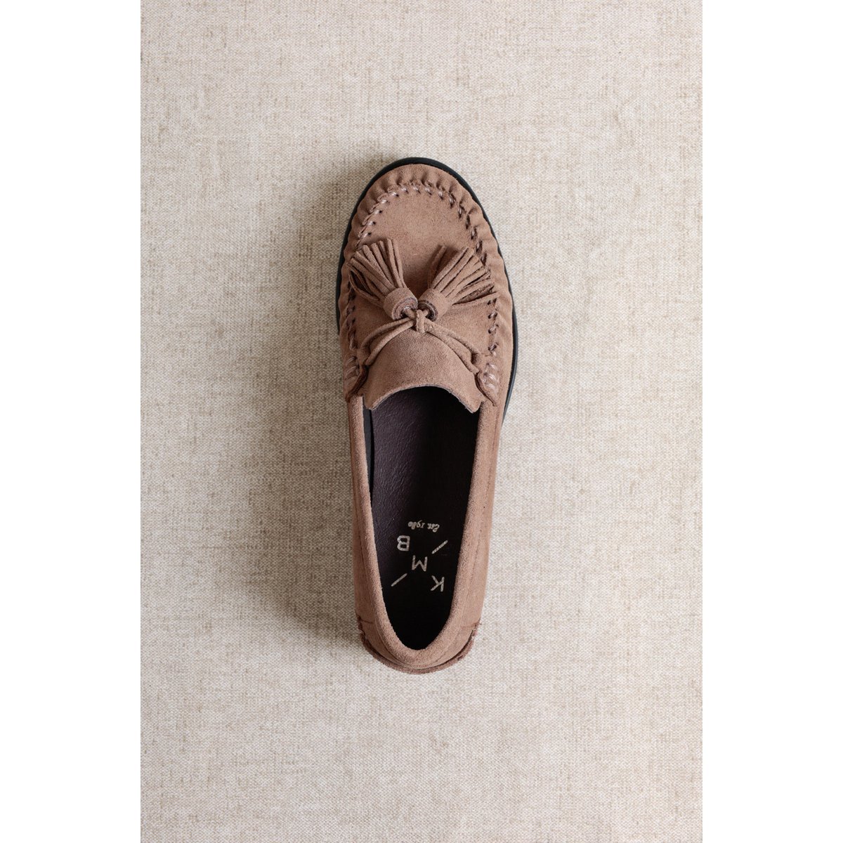 VINCI TAUPE – Mocassins en Daim à Franges et Pompons