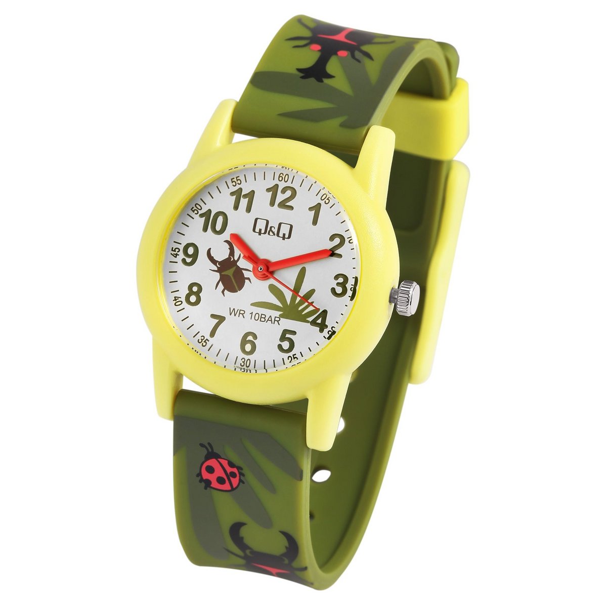 Q&Q children's watch "Beetles and natural patterns", resin band, 10 ATM