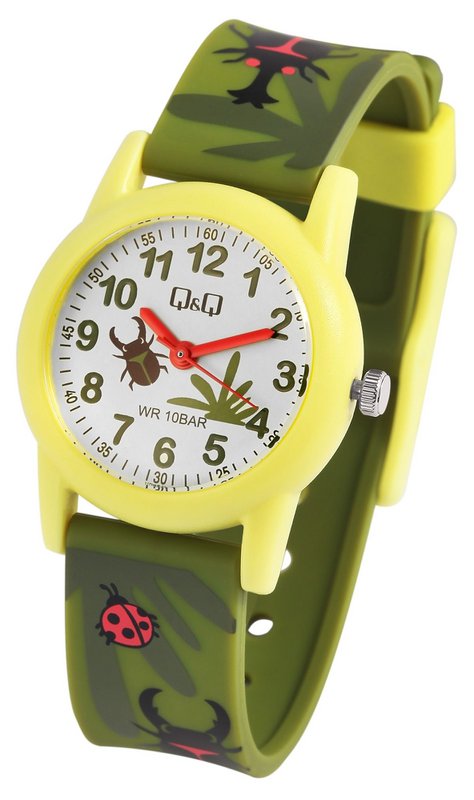 Q&Q children's watch "Beetles and natural patterns", resin band, 10 ATM