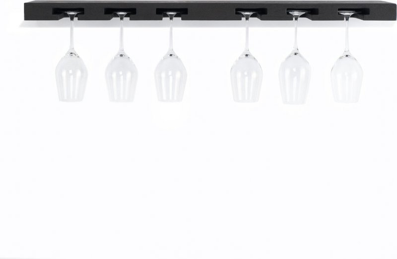 Tu Las™ Håndlavet trævægmonteret vinglasholder - 94 x 22 x 4 cm - Holdbart glasstativ - Sort