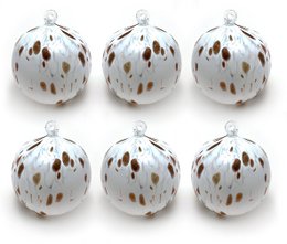 6 Weihnachtskugeln Adventurin in geblasenem und handgearbeitetem Glas, "I Colors of Murano" -Linie in Italien hergestellt