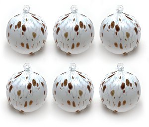 6 kerstballen Adventurine in geblazen en met de hand bewerkt glas, "I Colors of Murano" lijn gemaakt in Italië