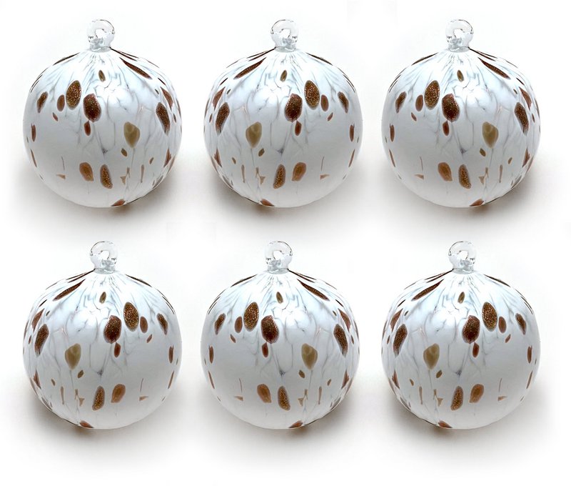 6 kerstballen Adventurine in geblazen en met de hand bewerkt glas, "I Colors of Murano" lijn gemaakt in Italië
