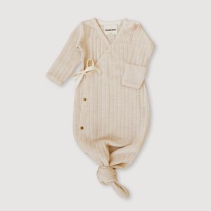 Kimono-Kleid aus Wollripp – Hafer
