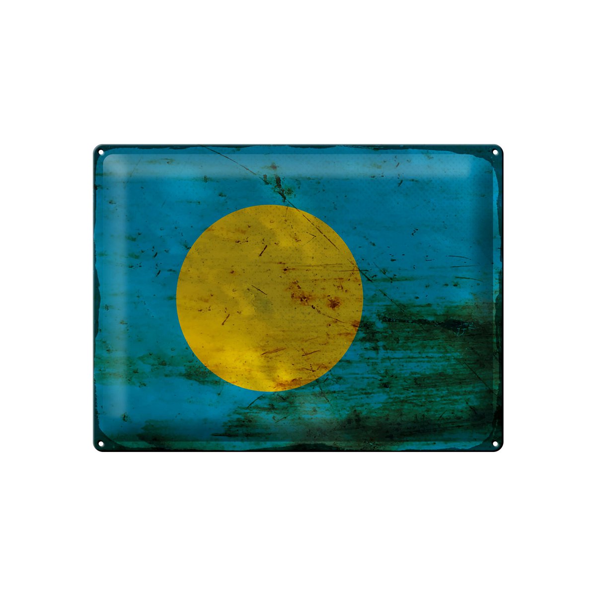 Tin Sign Flag Palau 40x30cm Flag of Palau Rust