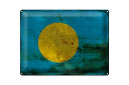 Tin Sign Flag Palau 40x30cm Flag of Palau Rust