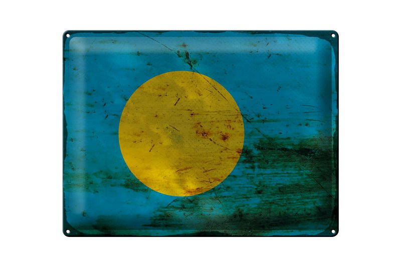 Tin Sign Flag Palau 40x30cm Flag of Palau Rust