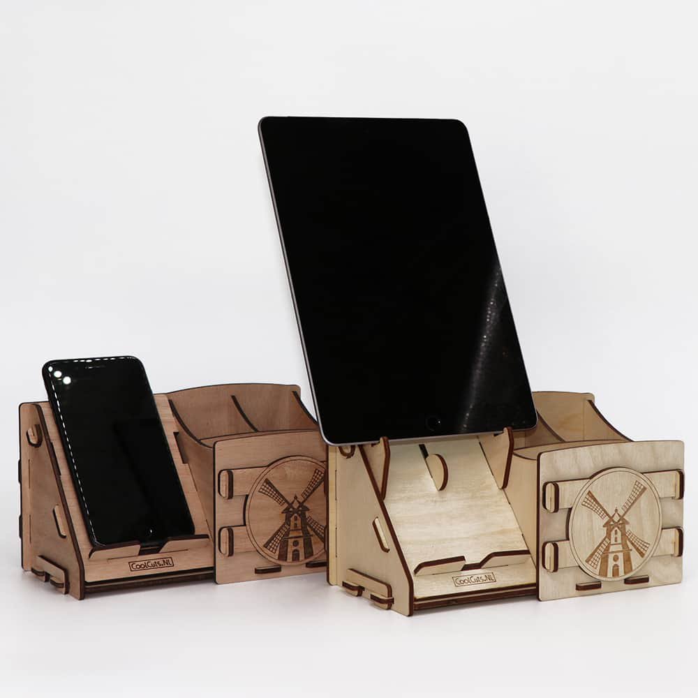 CoolCuts Mill Desk Organizer Including Mobile / Tablet Holder in Brown