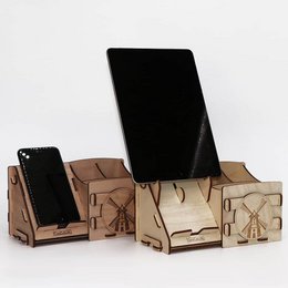 CoolCuts Molen Bureau Organizer Inclusief Mobiel / Tablet Houder in Bruin