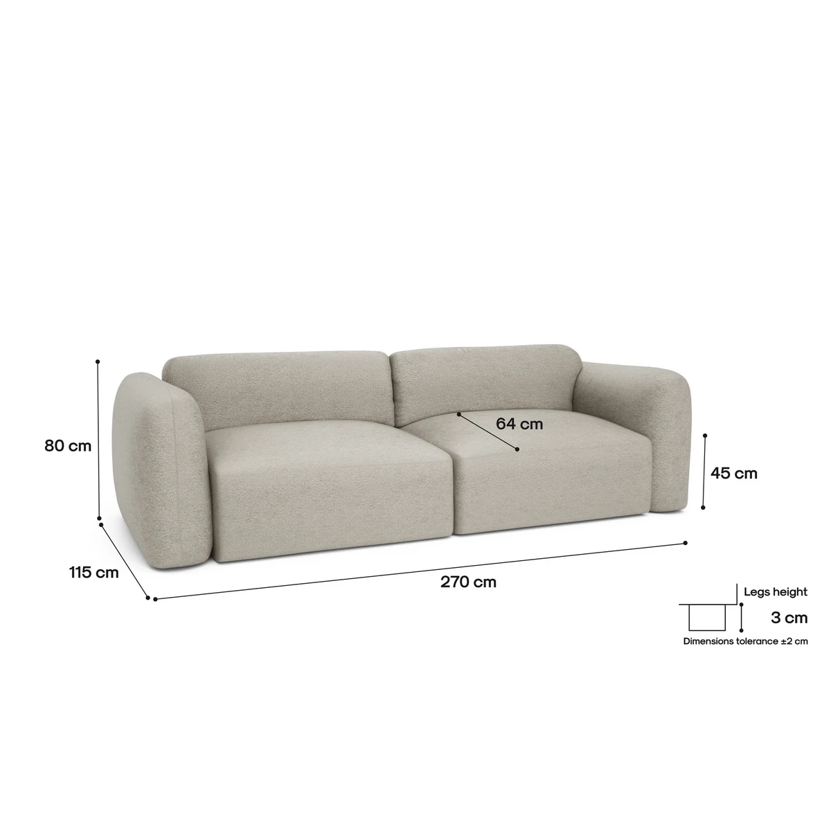 3-Seater Sofa Bed NORREBRO - Beige