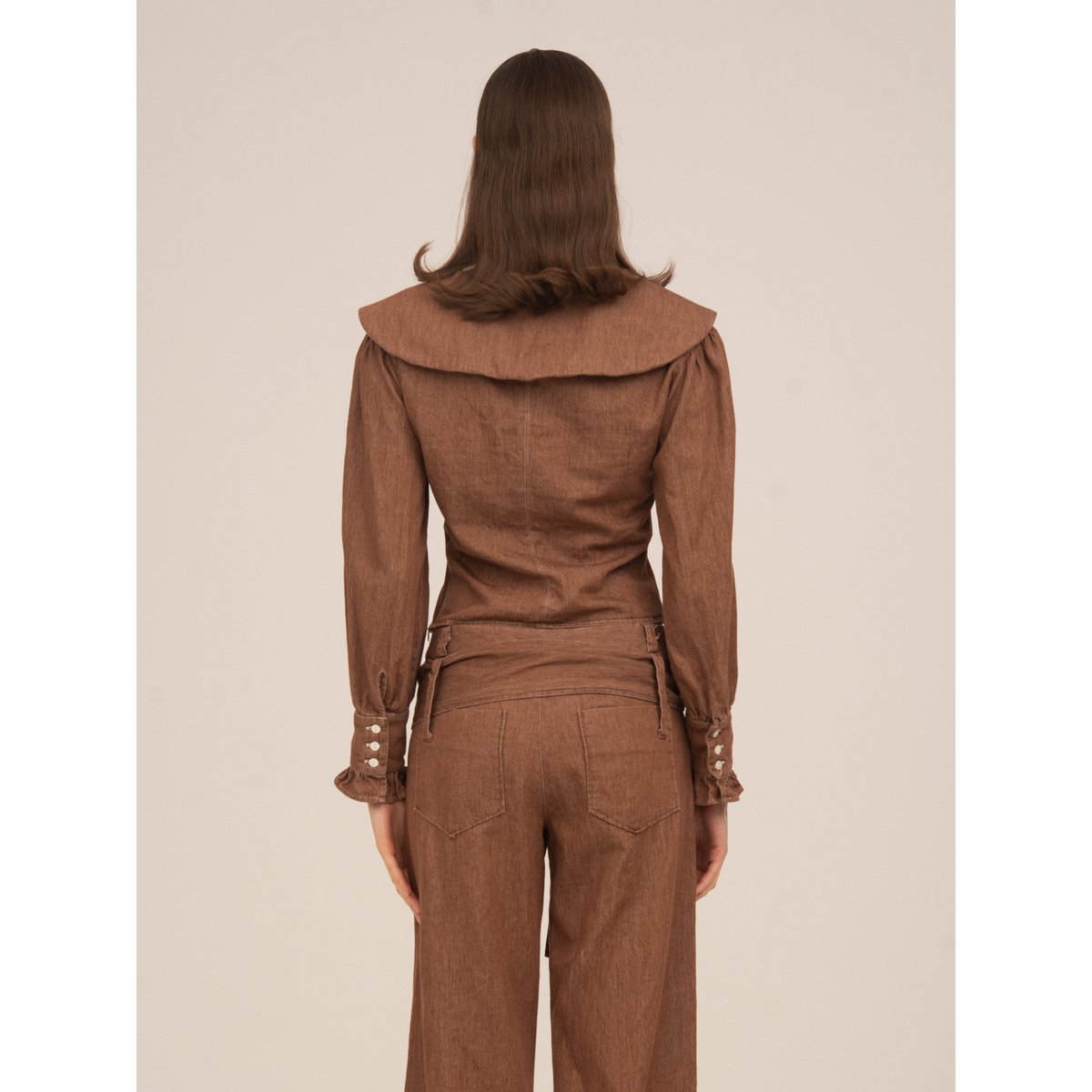 District Brown Denim Bluse