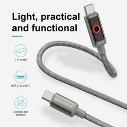 Cable NOVOTECK S-143 USB-C a USB-C: carga rápida de 60 W, 1 m, indicador LED y transferencia de datos