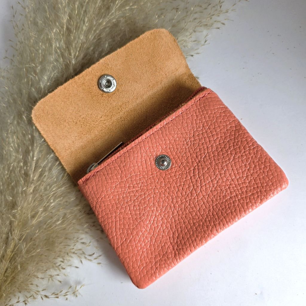 Mini portafoglio color corallo cipria