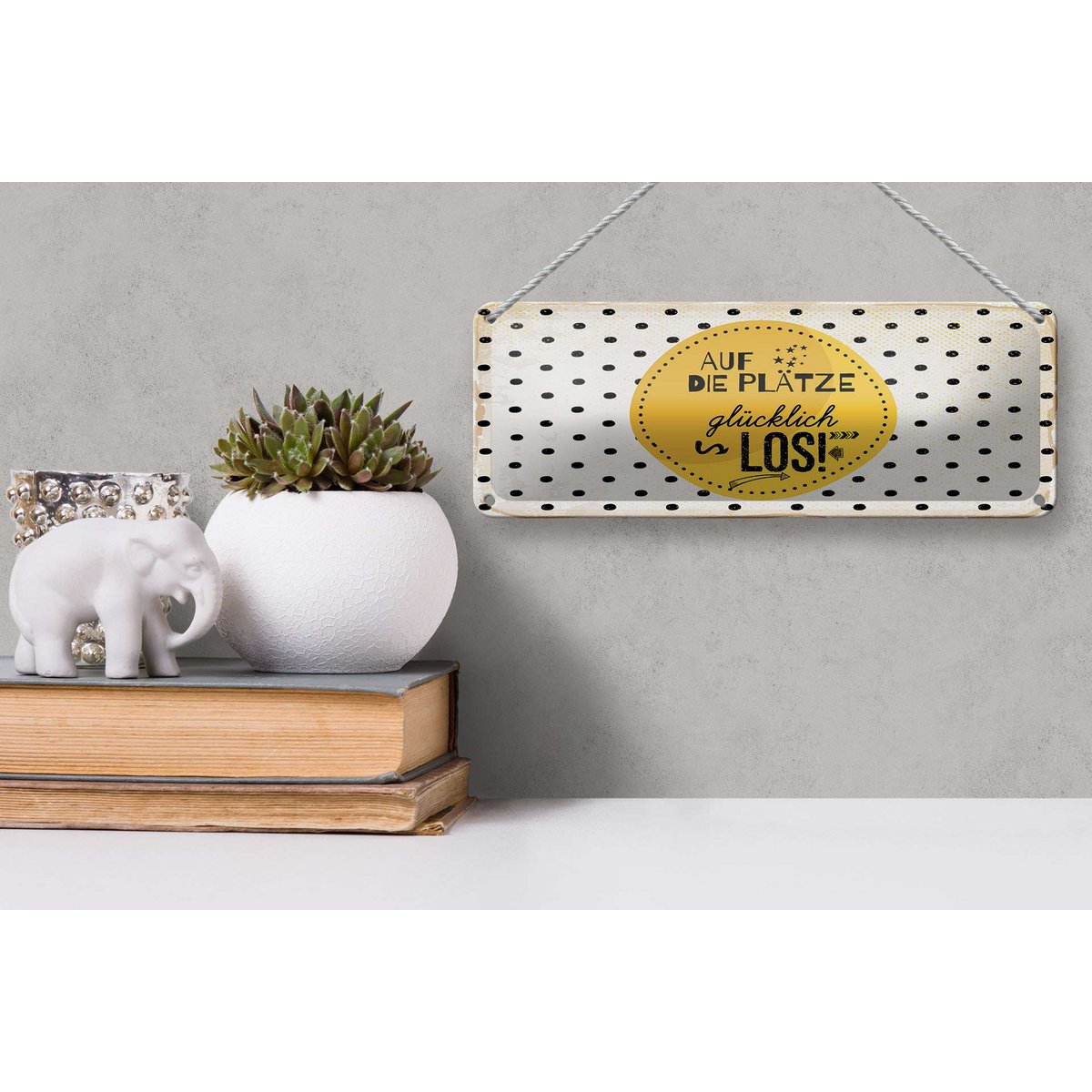 Tin sign saying 27x10 cm Get ready, happy, decorative sign
