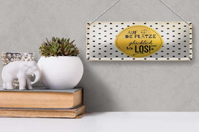 Tin sign saying 27x10 cm Get ready, happy, decorative sign