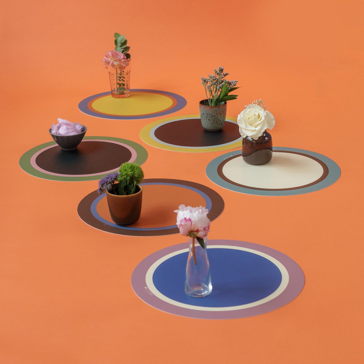 Colorido y original mantel individual redondo Round Fruits Pistacho