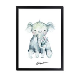 Olifant - Kinderkamer poster - Babykamer poster - Decoratie - Waterverf stijl dieren kids