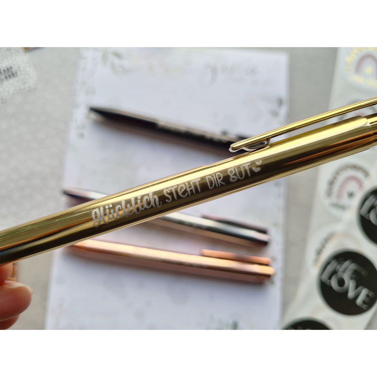 Metallic Ballpoint Pen "Happy"