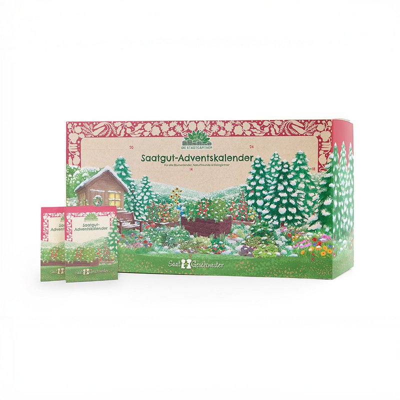 Saatgut-Adventskalender mit Türchen