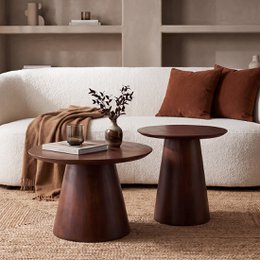 Bullnose cone bijzettafel mangohout Ø55 cm