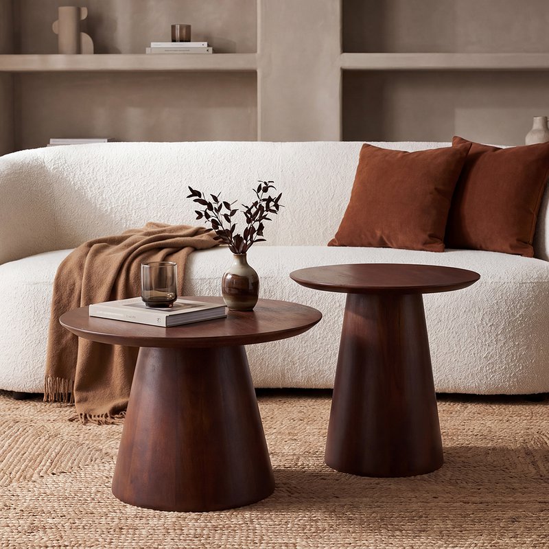 Bullnose cone bijzettafel mangohout Ø55 cm