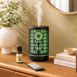 Diffusore ad Ultrasuoni - Siena - Diffusione di Oli Essenziali con Telecomando - Metallo - Idea Regalo Originale