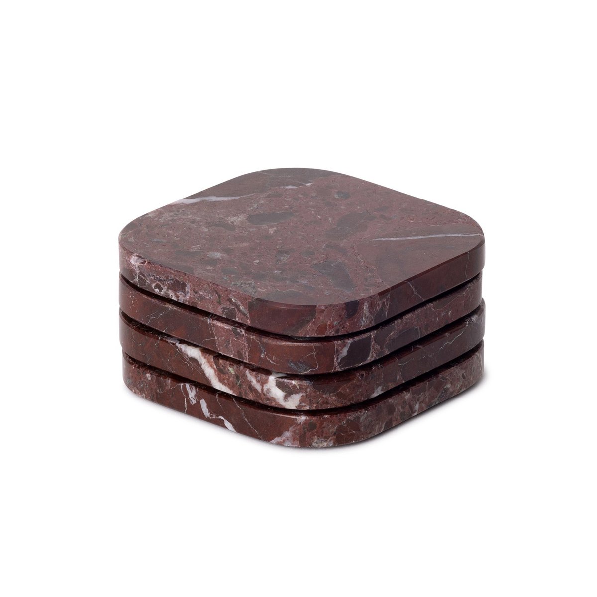 Marble coasters - organic - red - set of 4 pieces - 10x10x1cm