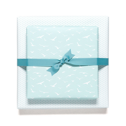 Vögel Emballage Paper Mint - Papier d'emballage maritime avec des mouettes, comme emballage cadeau pour le mariage, pour la naissance ou le baptême