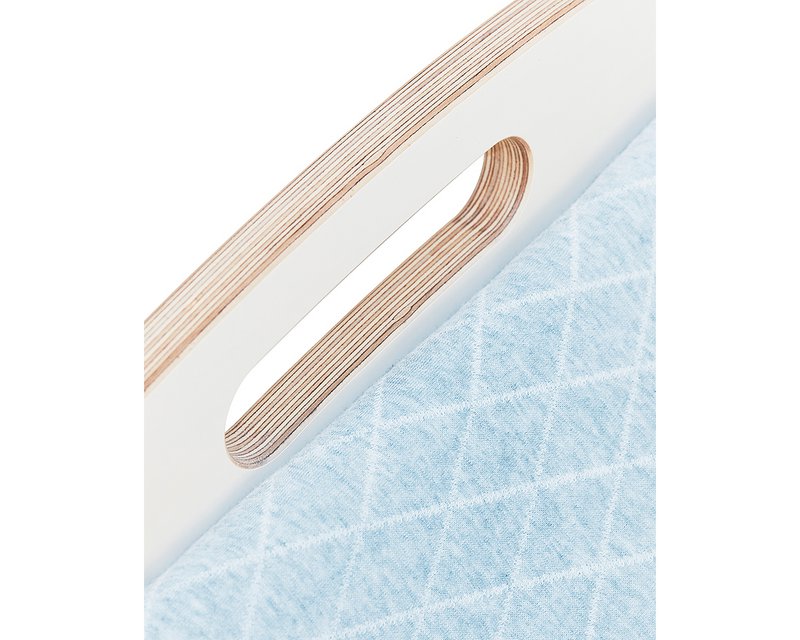 Baby bouncer wood white, fabric light blue