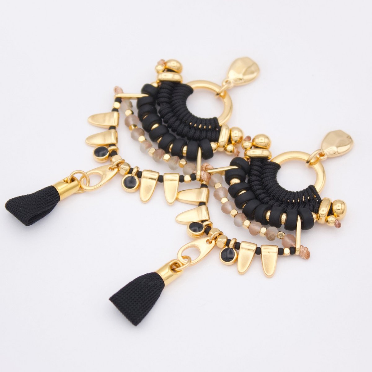 GARAGOA black and gold Frida Kahlo style earrings