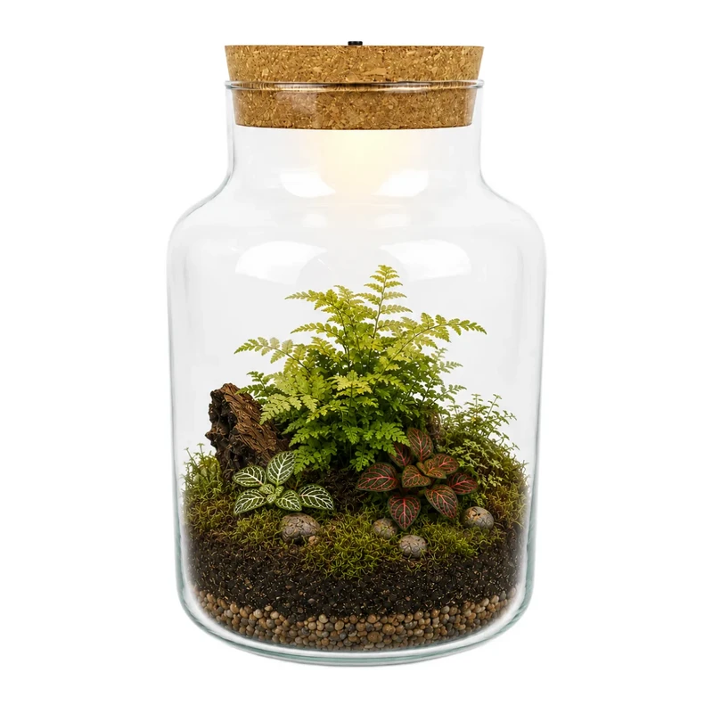 Glass Terrarium with LED Cork W-395H 25 cm