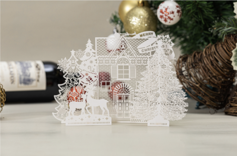 3D Pop Up Weihnachtskarte Träume von weißen Weihnachten mit Message Panel