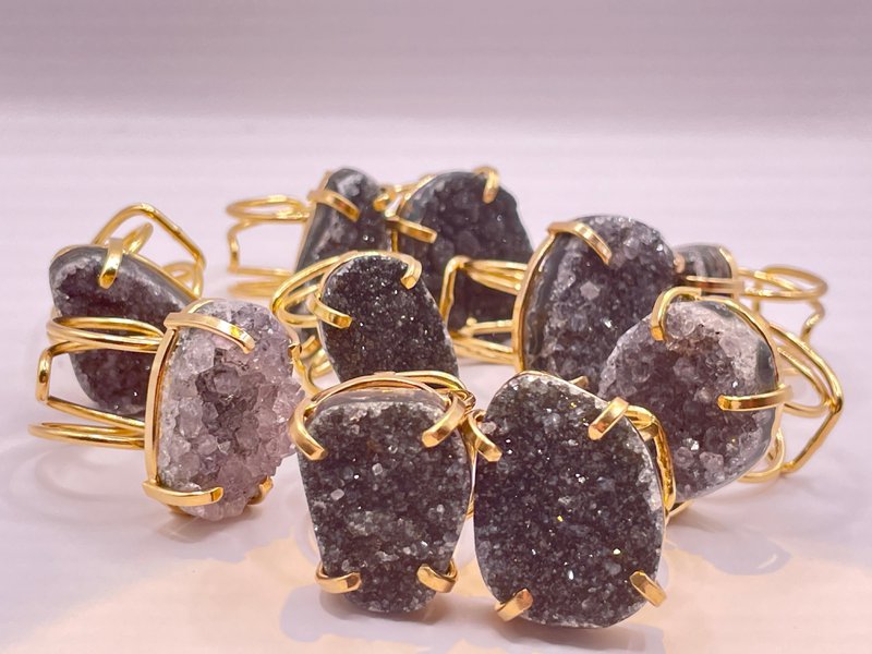 Ring Amarzão Grå Druzy Guld