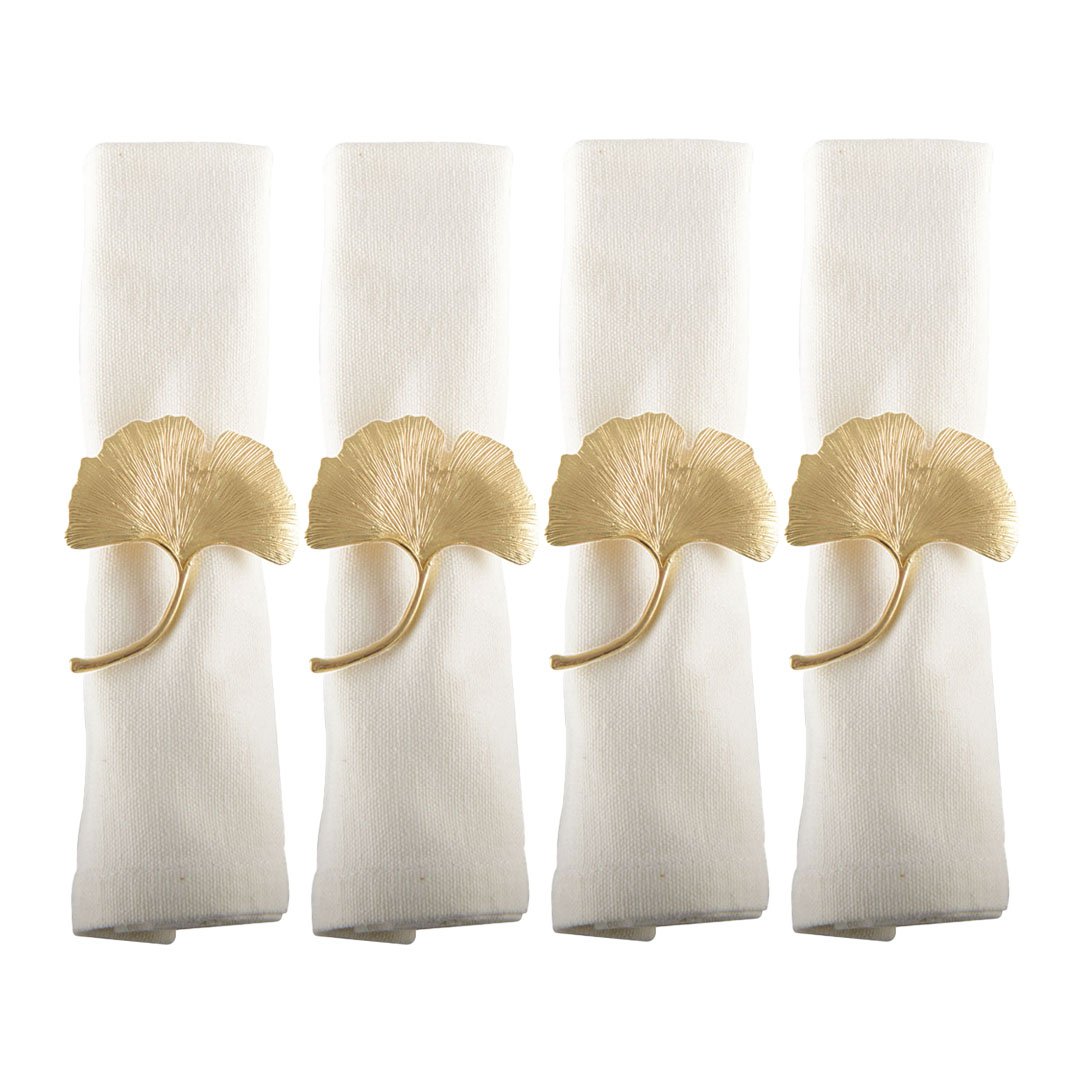 Conjunto de 4 rondas de toallas doradas de Ginkgos