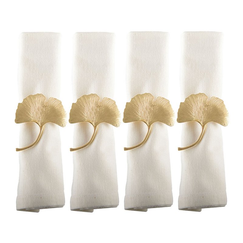 Conjunto de 4 rondas de toallas doradas de Ginkgos