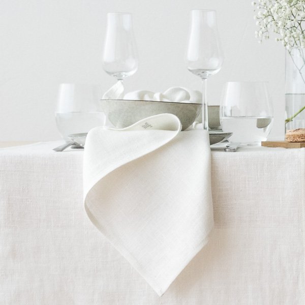 Hørserviet Off white Lara