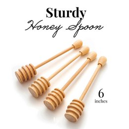 Set of 4 Wooden Honey Spoons - Honey Dipper 15 cm