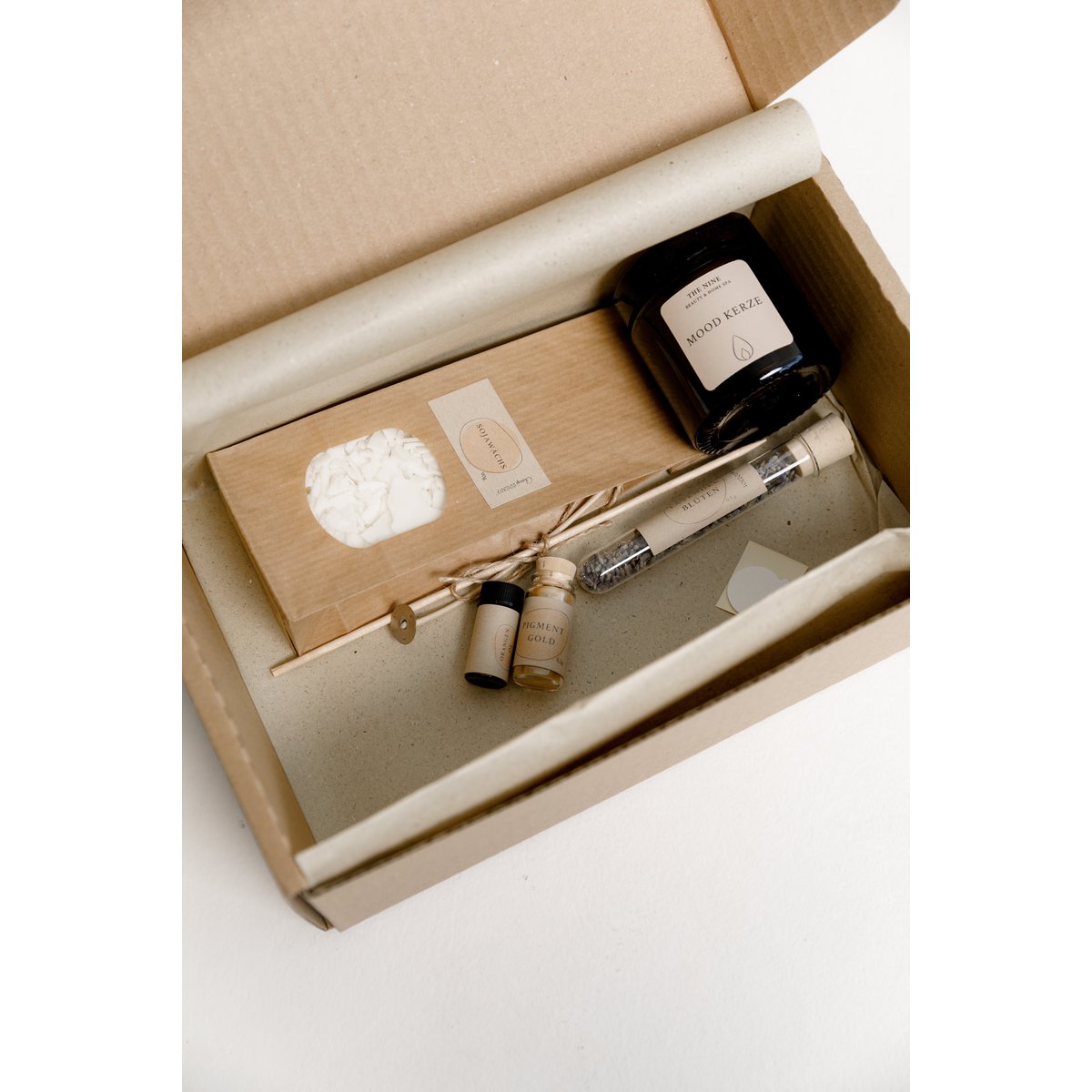 CANDLE BOX MINI - DIY SET MAKE CANDLES YOURSELF - DIY Kit brown glass